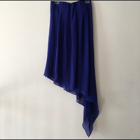 Royal Blue Sleeveless Asymmetrical Ruffle Tube Dress - Picture 1 of 3